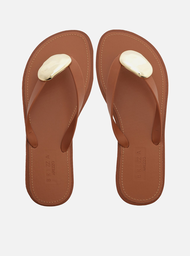 Chinelo Minimal Marrom Bico Redondo Brizza