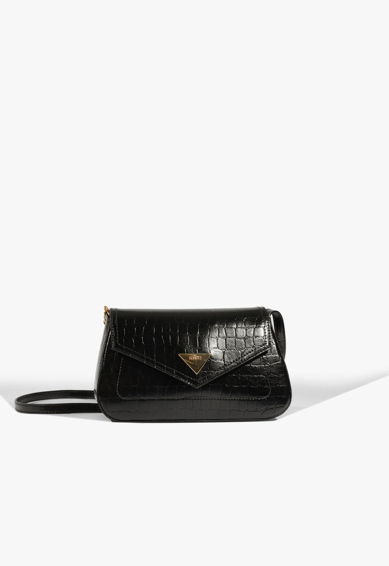 Bolsa Tiracolo Liese Pequena Croco Preto | ZZ MALL