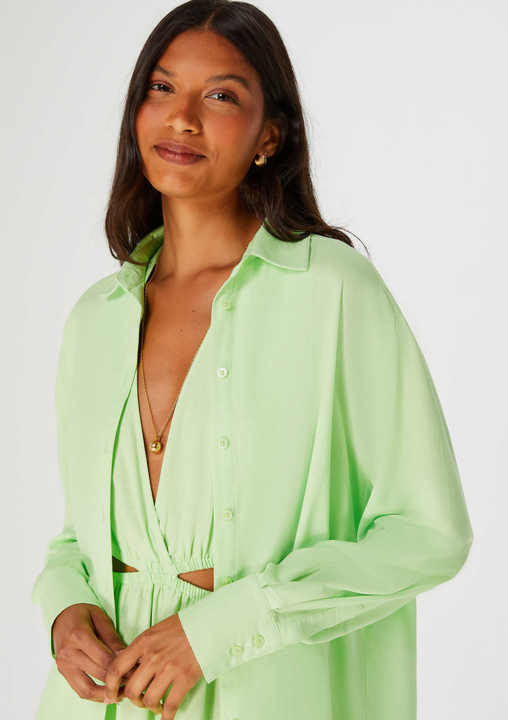 Camisa Verde Hering Manga Longa Ampla