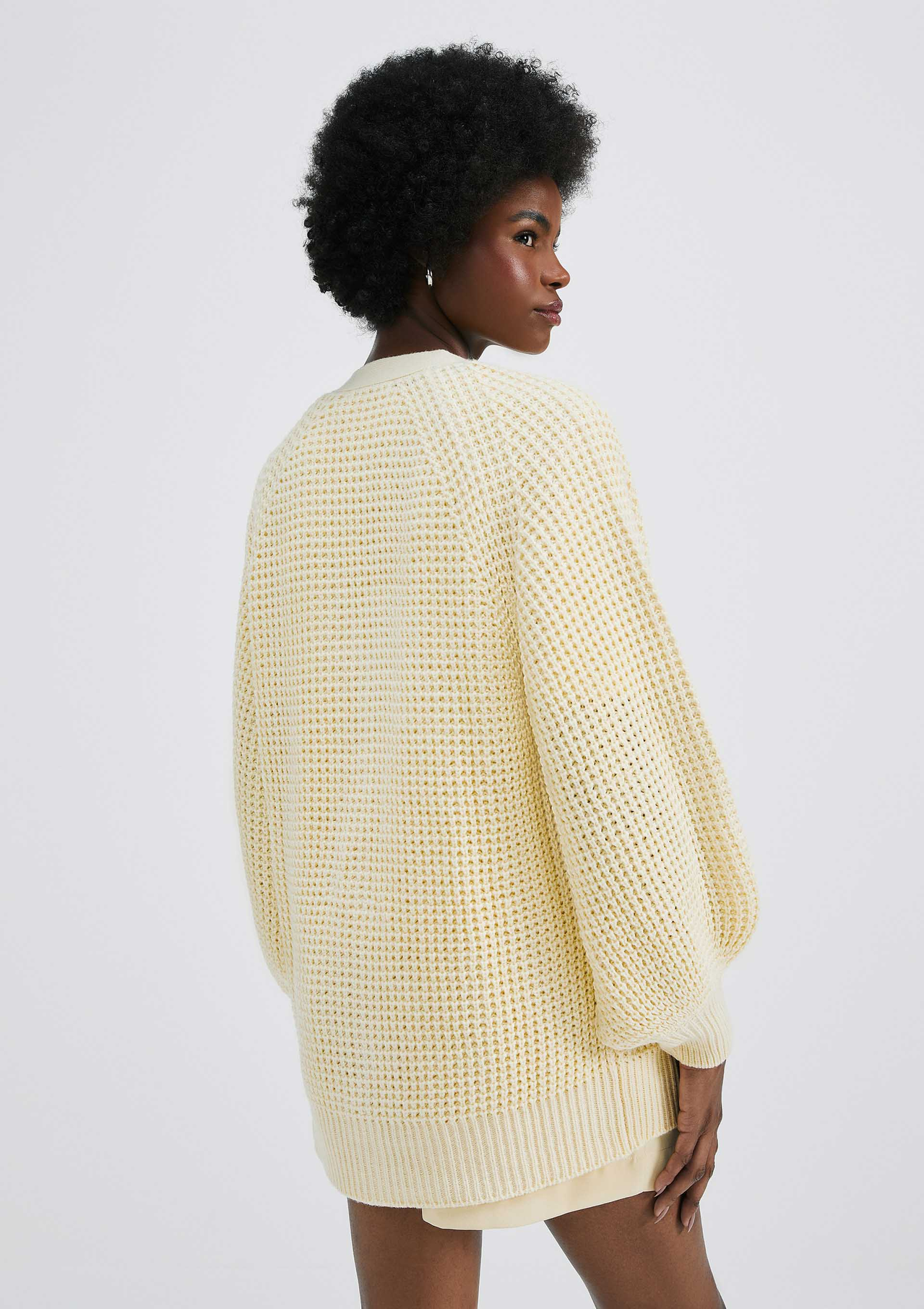 Cardigan Amarelo Hering Alongado Em Tricô Texturizado | ZZ MALL