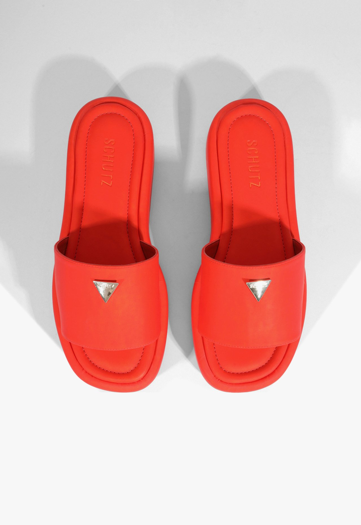 Papete Viena Plataforma Couro Vermelho