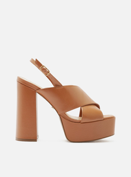Sandália Meia Pata Marrom Arezzo Couro Slingback