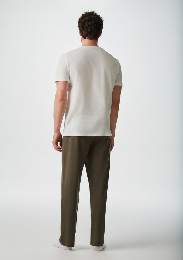 Pijama Off White Hering Longo Manga Curta Com Bordado