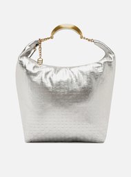 Bolsa Hobo Prata Arezzo Couro Tressê Grande Silvia Braz
