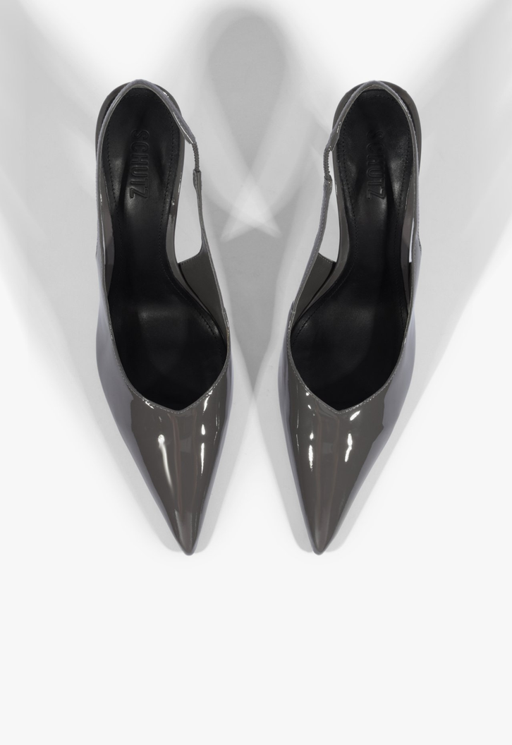 Scarpin Slingback Lexi Couro Cinza