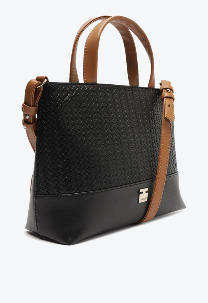 Bolsa Tote Preta Anacapri Tressê Média