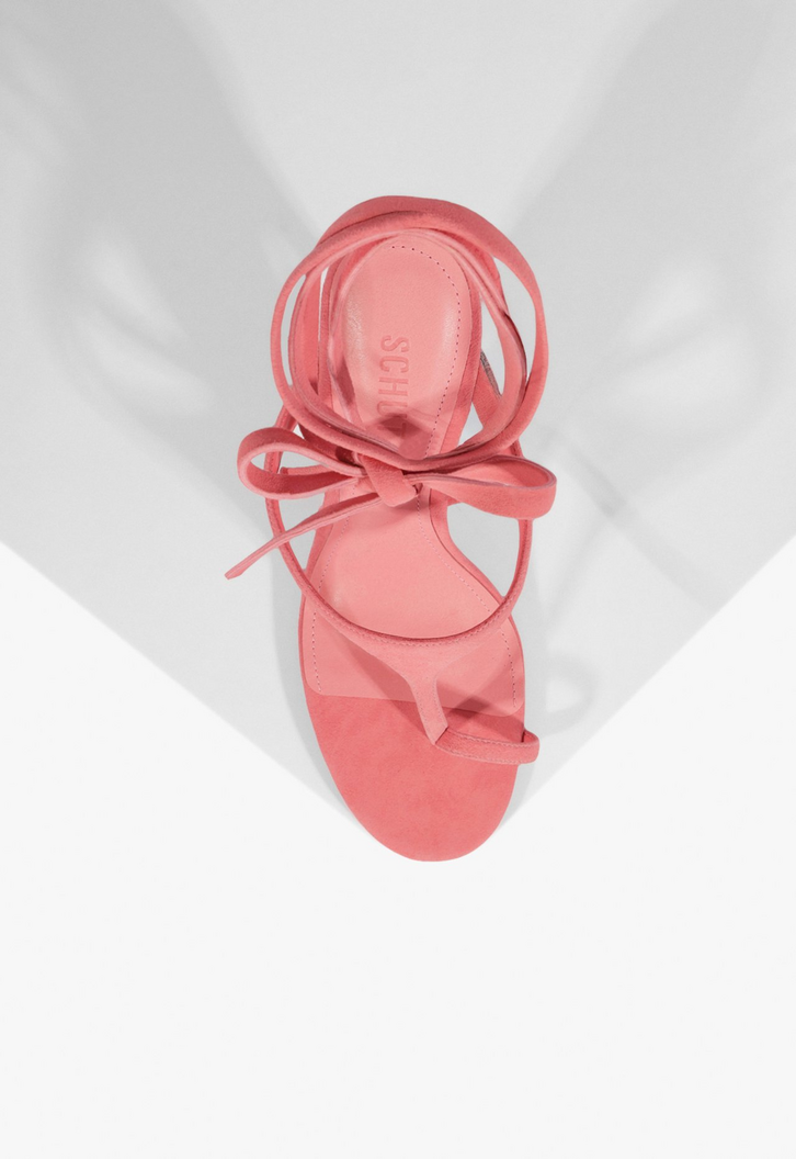 Sandália Salto Amarração Maisie Nobuck Pink