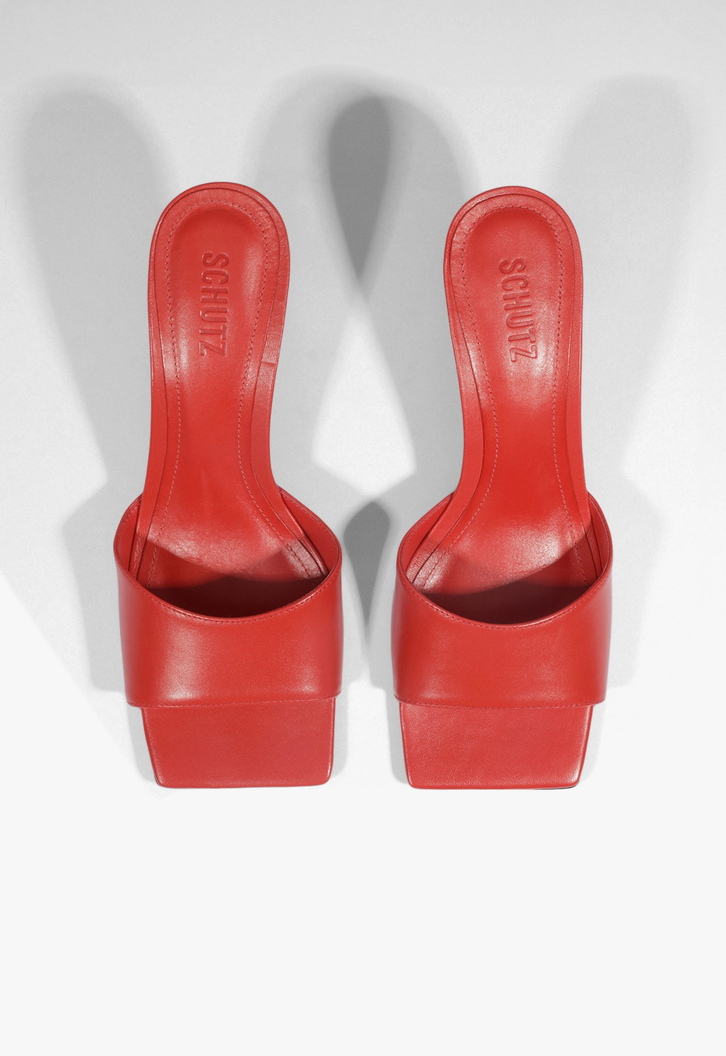 Tamanco Abbie Sculpt Couro Vermelho