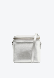 Bolsa Tiracolo Prata Schutz Pequena Boxy Couro