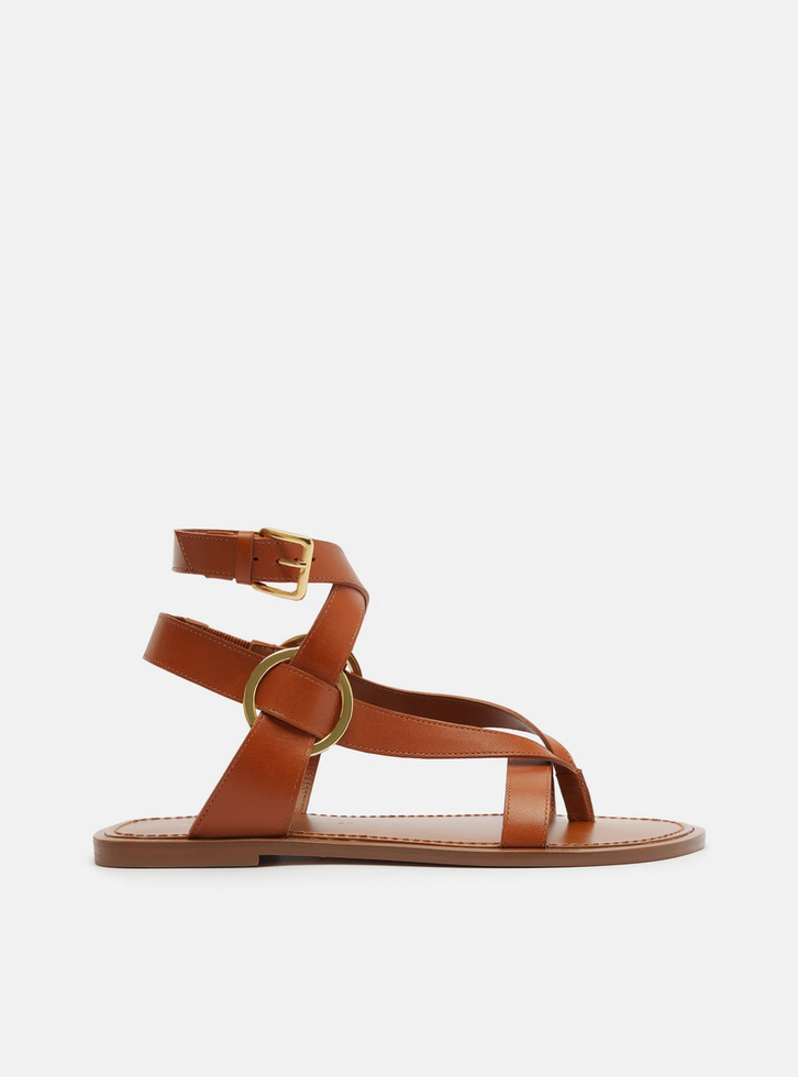 Rasteira Marrom Couro Tiras Largas Lenny Niemeyer