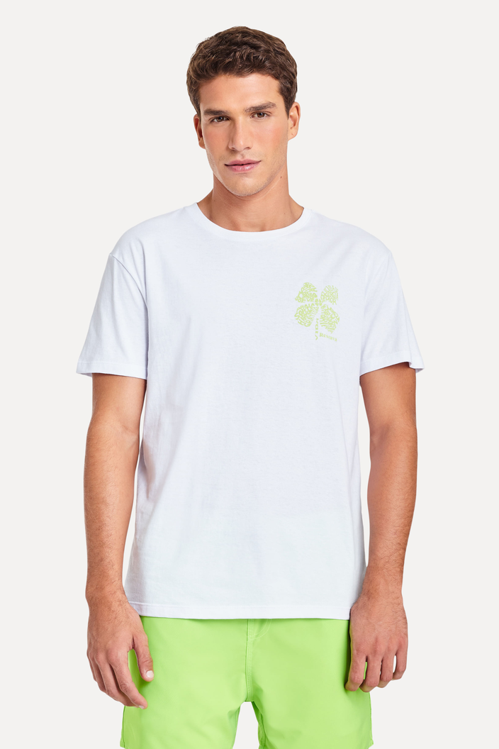 Camiseta Branca Reserva Slim Estampada Trevo Boas Novas