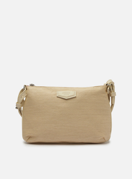 Bolsa Tiracolo Natural Off-white Arezzo Ráfia Pequena