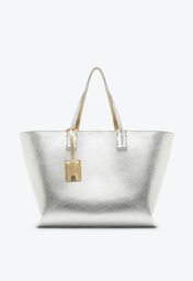 Bolsa Shopping Prata Schutz Grande Mary Double Couro