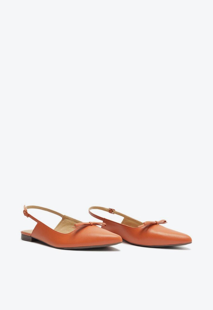 Sapatilha Laranja Anacapri Slingback Bico Fino Laço