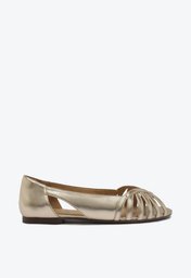 Sapatilha Dourada Anacapri Peep Toe Recortes Aberta