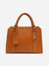 Bolsa Tote Marrom Arezzo Couro Piazza Bordado Grande