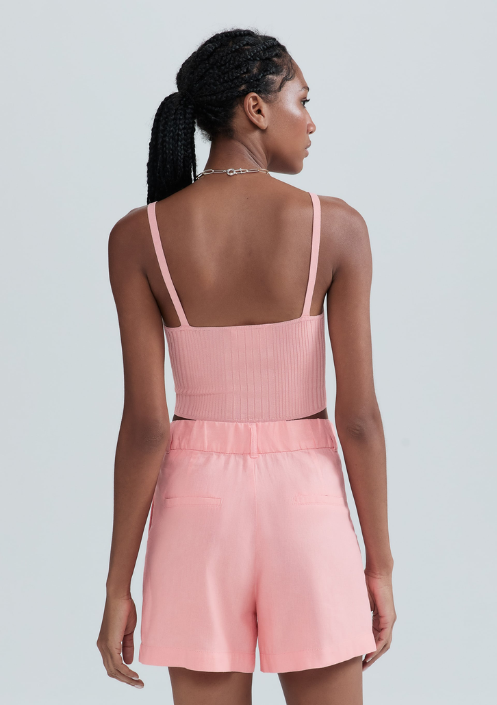 Shorts Salmão Hering De Alfaiataria Em Linho