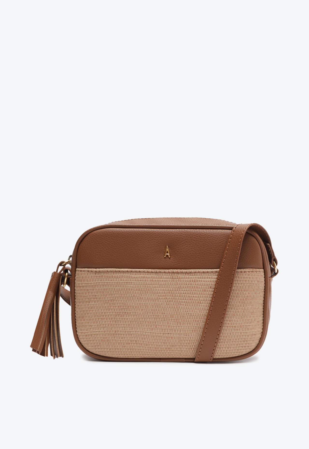 Bolsa Crossbody Marrom Natural Anacapri Média Barbicacho Bolsa Crossbody Marrom Natural Anacapri Média Barbicacho