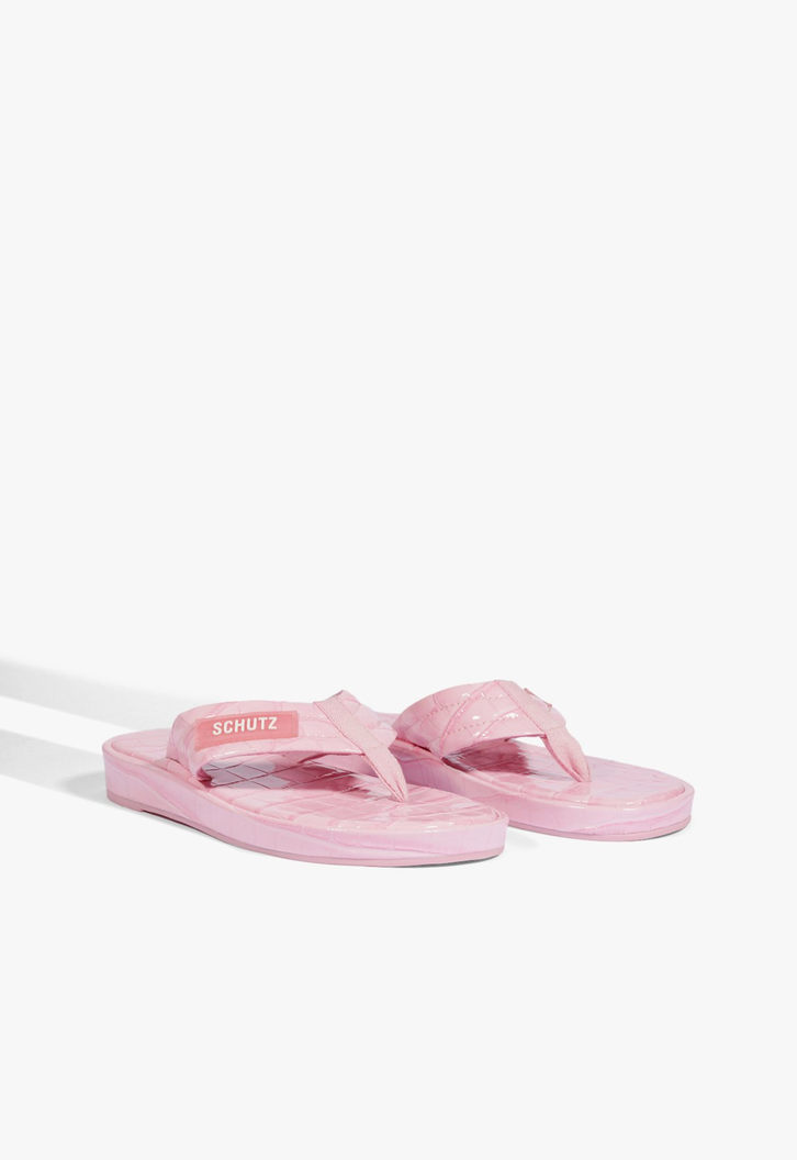 Chinelo Zoe Couro Rosa