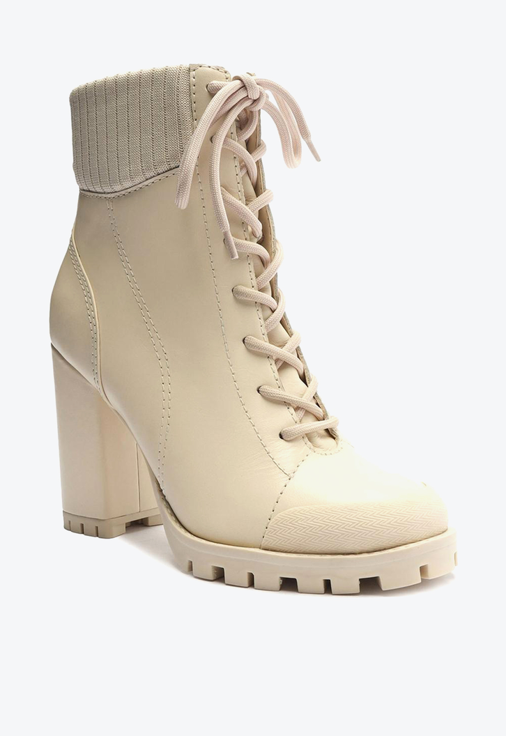 Coturno Off-White Arezzo Couro Alto Tratorado Lizza