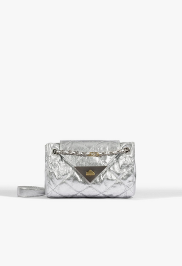 0915-09 orさん Bolsa Clutch S95 Couro Prata | ZZ MALL