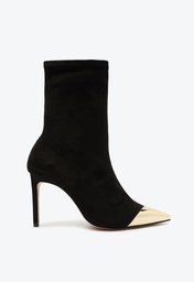 Bota Preta Schutz Salto Alto Fino Cano Curto Stretch