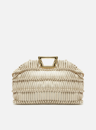 Bolsa Tiracolo Branca Couro Grande Alça Metal