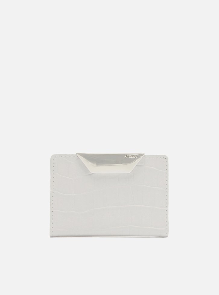 Porta-cartões Branco Arezzo Croco Metal