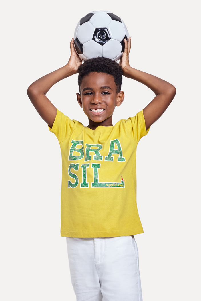CAMISETA AMARELA RESERVA MINI ESTAMPADA BRASIL