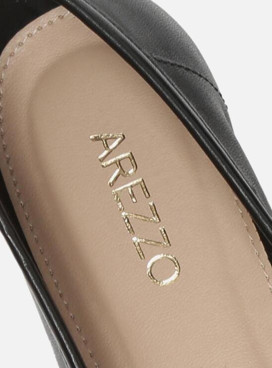 MOCASSIM PRETO AREZZO COURO DETALHE FRANZIDO