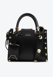 Bolsa Tote Preta Arezzo Couro Abbraccio Pequena Tachas