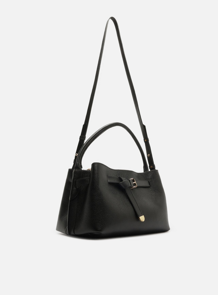 Bolsa Tote Preta Couro Média Fivela | ZZ MALL