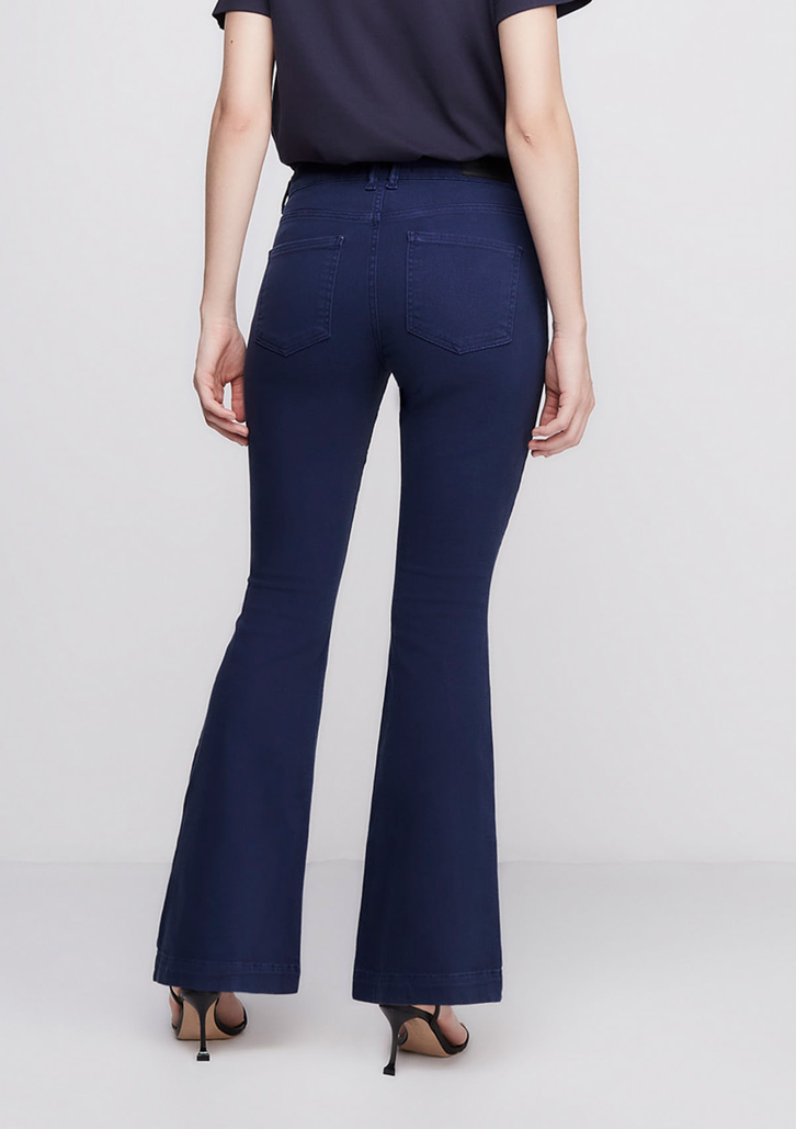 Calça Flare Azul Off White DZARM Slim Cintura Média