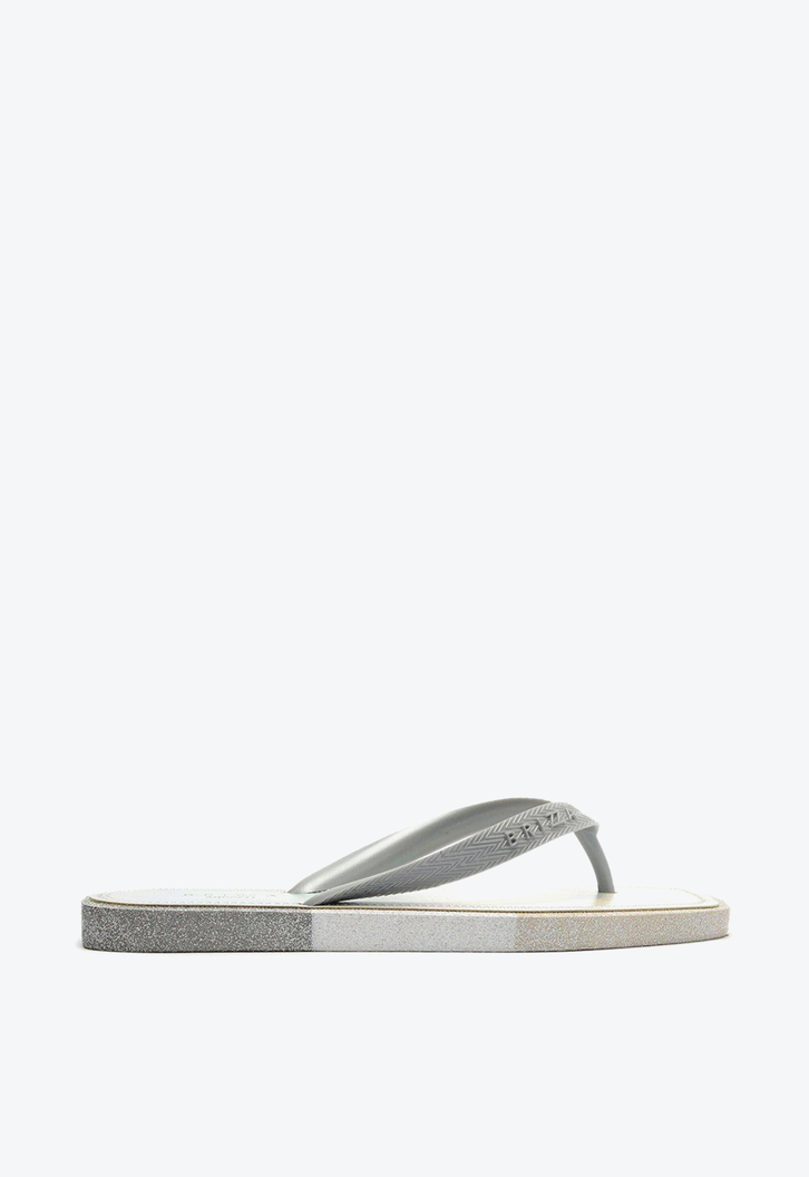 Chinelo De Dedo Prata Brizza Glitter Square