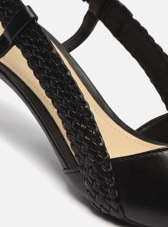 SCARPIN PRETO AREZZO COURO SALTO MÉDIO TIRA TRESSÊ