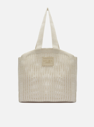 Bolsa Shopping Cinza Mescla Crochê Mônaco Grande