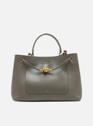 Bolsa Tote Cinza Arezzo Couro Helena Grande Nó Metal