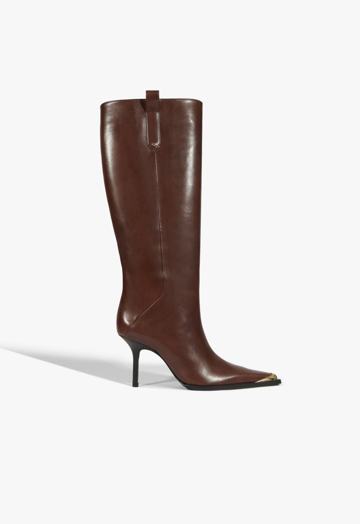 Bota Raffaela Up Cap Toe Couro Marrom