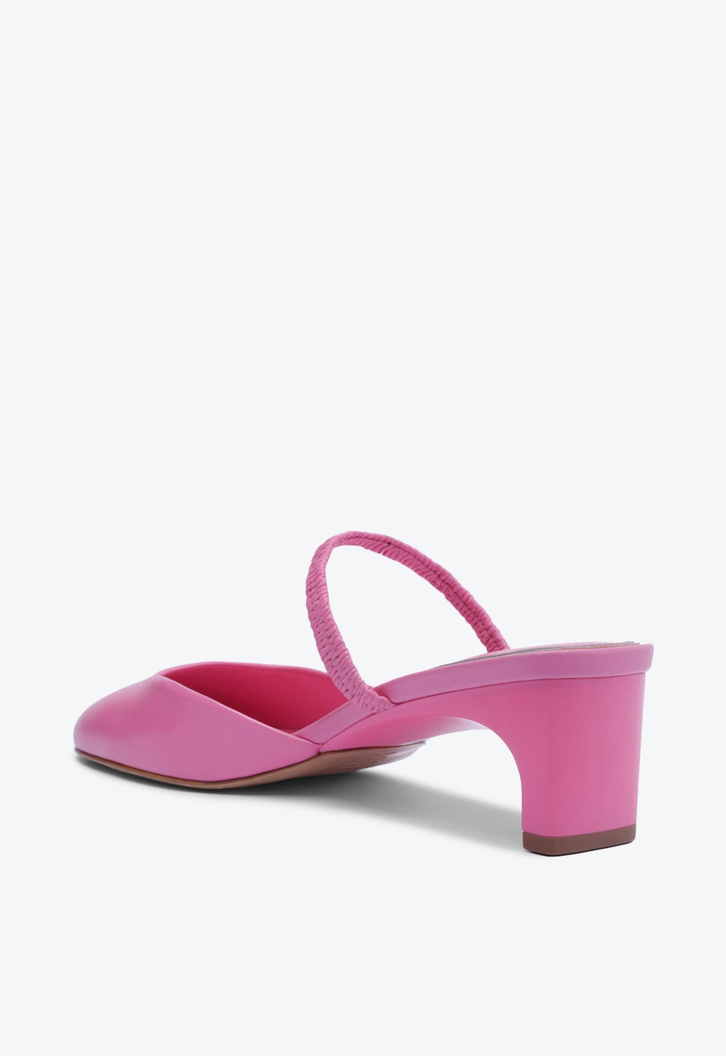 Mule Bertie Casual Couro Rosa