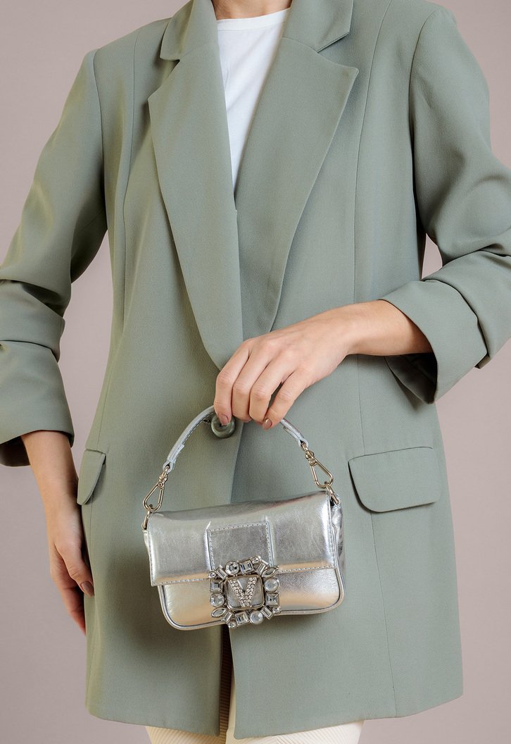 Bolsa Tiracolo Diamonds Pequena Prata