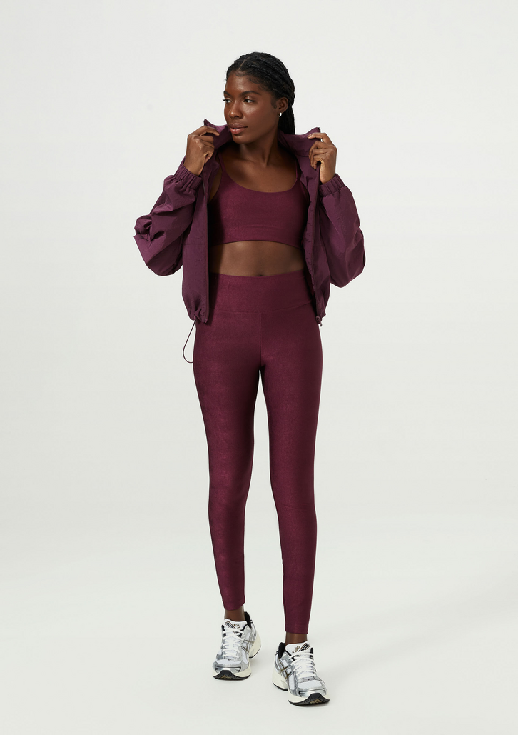 Calça Vinho Hering Sports Legging Esportiva Feminina Com Brilho E Protção UV 50+