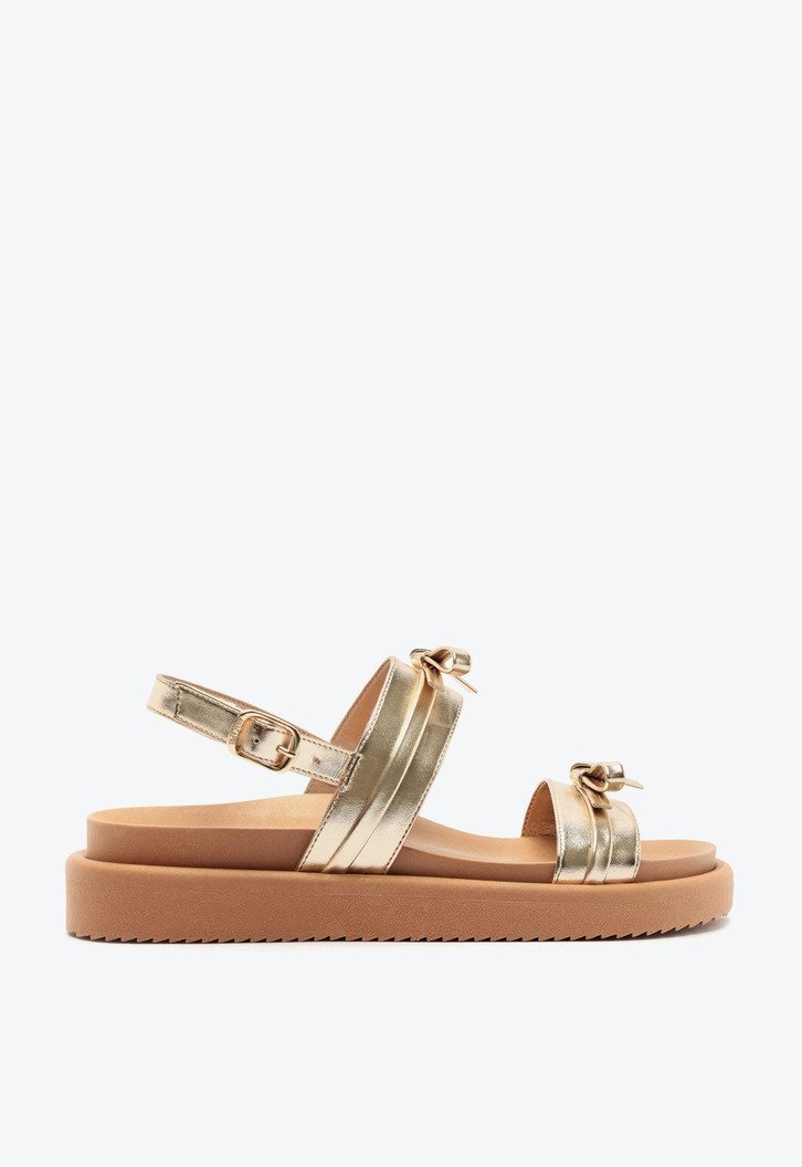 Sandália Papete Laços Dourada