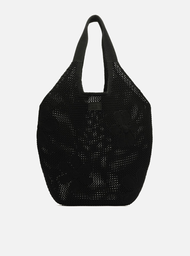 Bolsa Shopping Preta Crochê Mayra Glam Grande