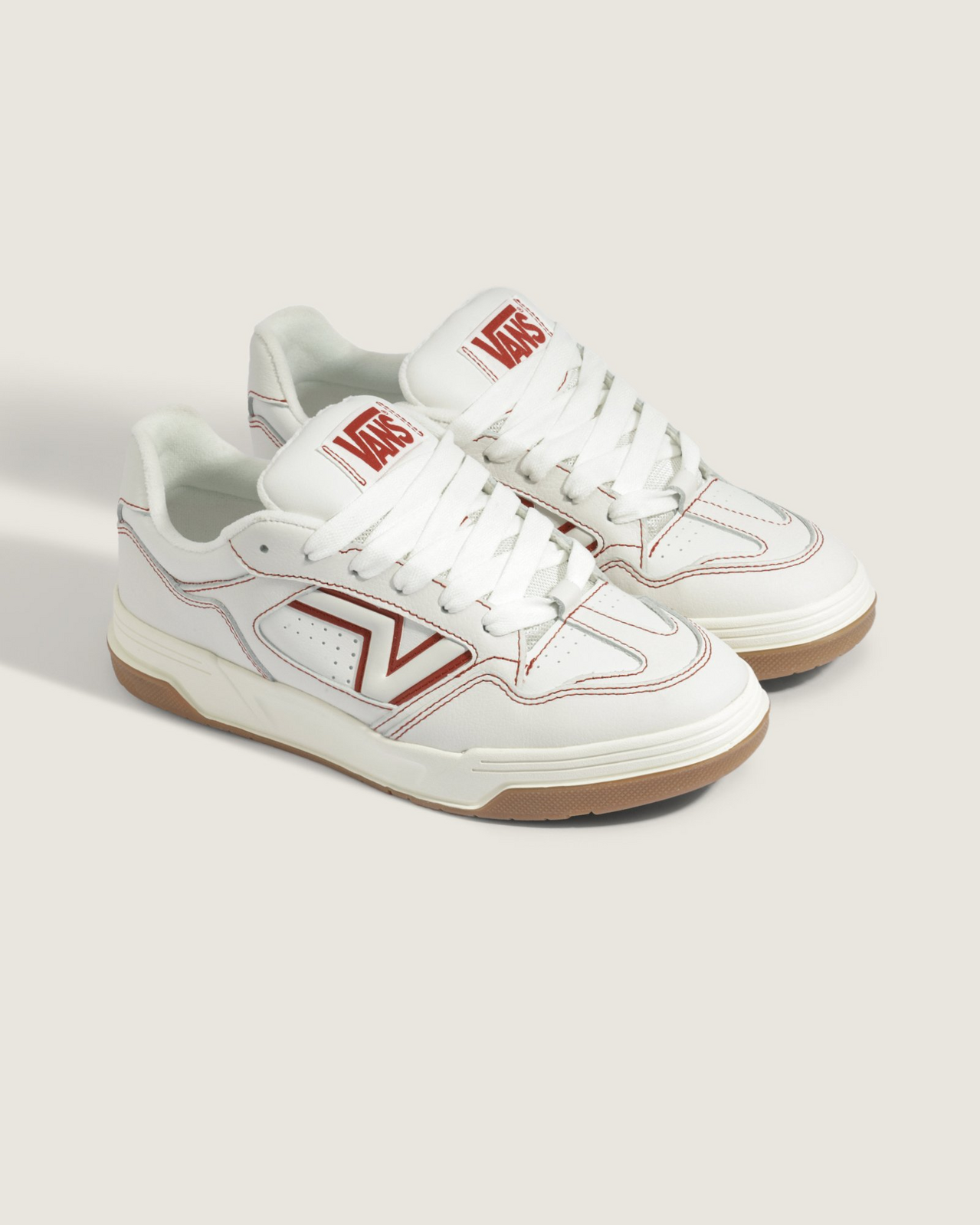 Tênis Upland Contrast Stitch White Red | ZZ MALL