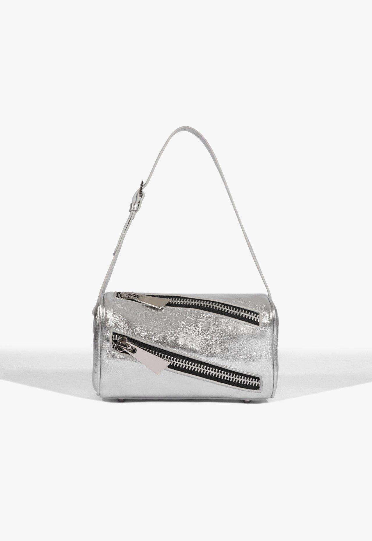 Bolsa Metalizada Prateada Schutz Shoulder Couro | ZZ MALL