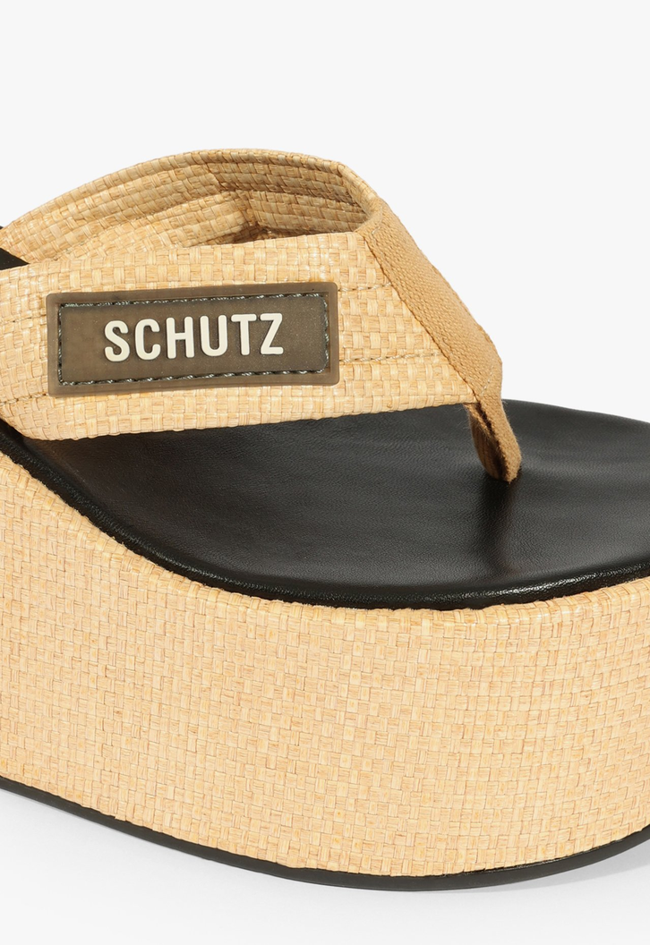 Chinelo Plataforma Bold II Bege e Preto