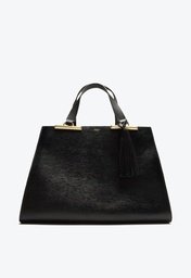 Bolsa Shopping Preta Arezzo Couro Grande Metal Barbicacho