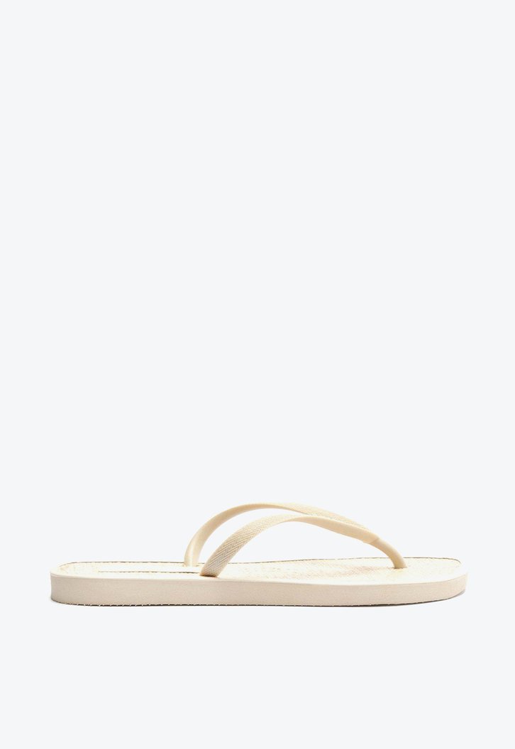 Chinelo De Dedo Bege Brizza  Panacota Jelly Bico Redondo