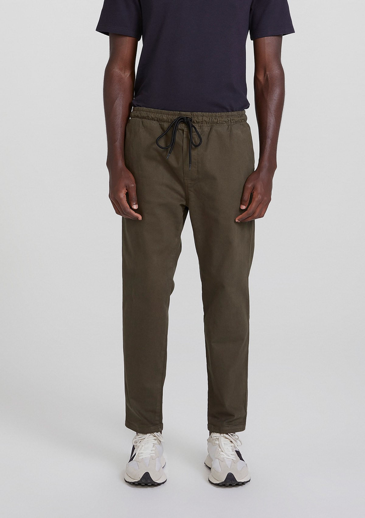 Calça Verde Militar Em Sarja Masculina Jogger