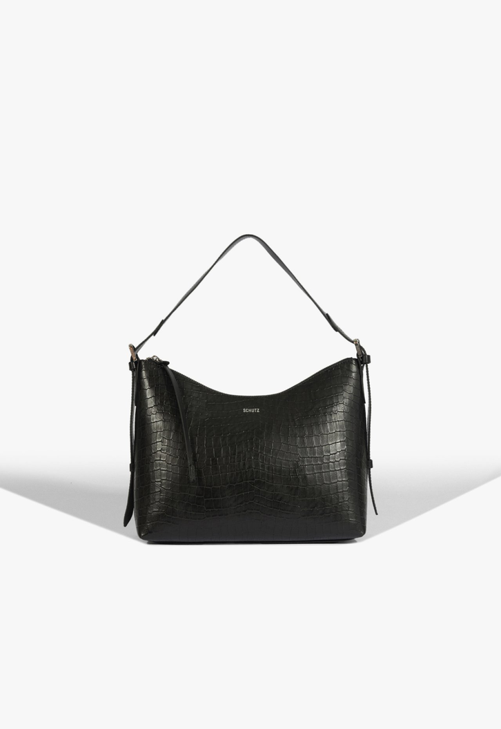 【KOS-MOS】 Bolsa Média Maeve Croco Preta | ZZ MALL